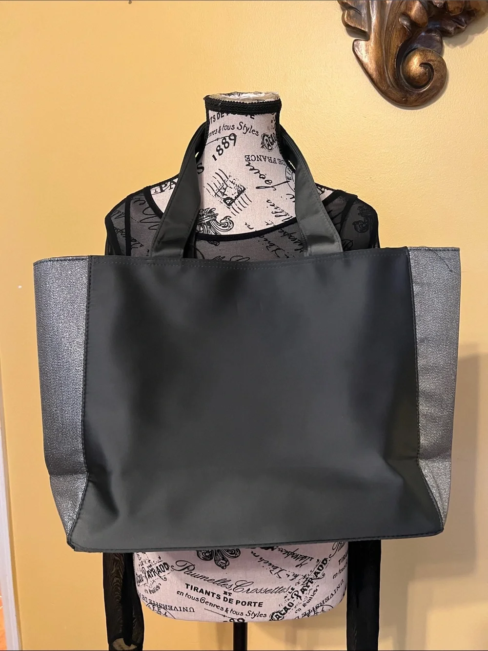 Coach Black with Shimmery Silver Side Panels tote bag